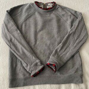 J.Crew Grey Sweatshirt w/ Red and Black  Ruffle Trim